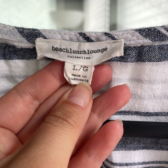 EUC white and navy blue striped summer dress size l - Picture 2 of 5